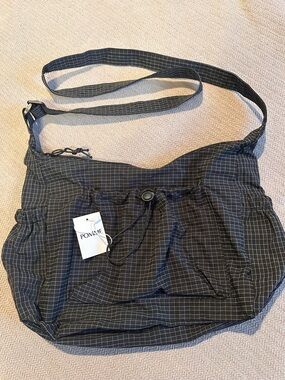 POMME Lightweight Crossbody Shoulder Bag in Black Grid